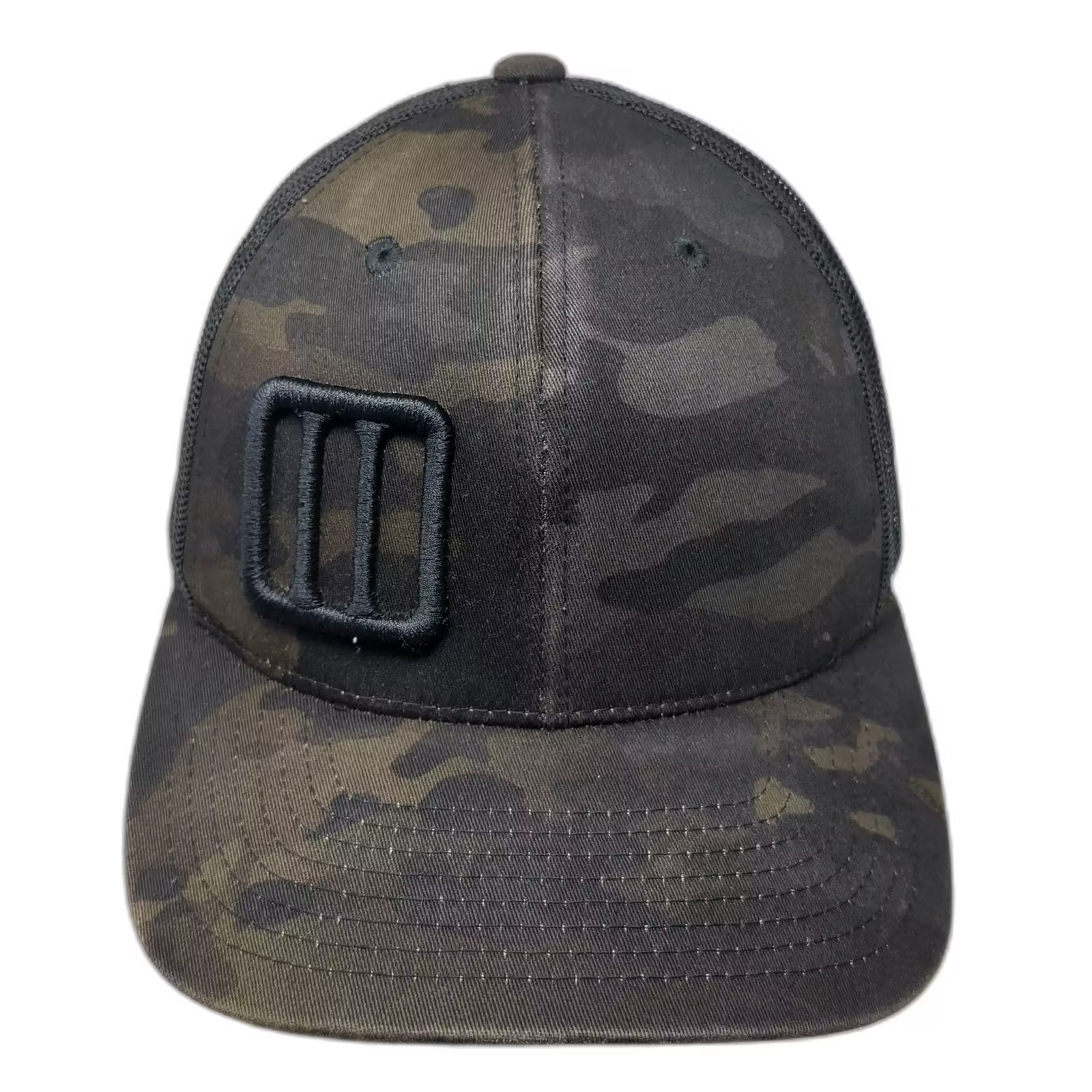 Yupoong Trucker Hat Black Green Mesh Snapback Os Camo Adjustable Embroidered